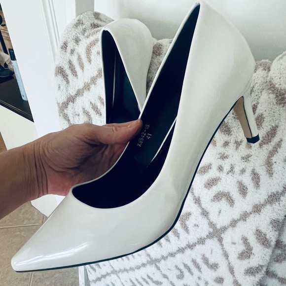 Rainbow White Patent Heels - Picture 2 of 12